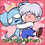 black_border blue_body blue_skin border chibi crossgender duo female halo hug male narrow_hips not_furry text thin_calves thin_legs thin_thighs morphine_(artist) earthbound_(series) nintendo giygas porky_minch alien human mammal 1:1 low_res