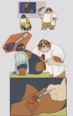anthro balls belly big_belly bottomwear brown_body clothing doctor face_tentacles footwear genitals kemono male moobs nipples overweight overweight_male pants penetration penis sandals shirt shoes sitting small_penis superhero tentacles topwear urethral urethral_penetration visor quanjiang superhero_dog_(quanjiang) canid canine canis domestic_dog mammal 2024 absurd_res hi_res