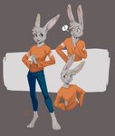 3_toes anthro barefoot digitigrade feet hi_res killian_(waladeci) lagomorph male mammal model_sheet muhpella paws solo toes