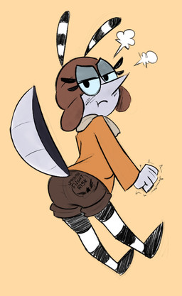 antennae_(anatomy) anthro arthropod_abdomen biped blush blush_lines bottomwear clothed clothing female frown half-closed_eyes jacket long_nose looking_at_viewer looking_back looking_back_at_viewer mouth_closed narrowed_eyes plantigrade rear_view scarf shorts simple_background solo text text_on_bottomwear text_on_clothing thin_calves thin_legs thin_thighs topwear soulcentinel squitoo third-party_edit mika_(fatalafterdark) arthropod fly_(animal) insect mosquito 2023 color_edit colored english_text monochrome