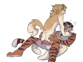 ambiguous_gender anthro balls big_penis black_hair blush bodily_fluids body_hair butt chest_hair cowgirl_position cum cum_in_ass cum_inside cum_strand duo floppy_ears from_front_position fur genital_fluids genitals glans glistening glistening_butt glistening_genitalia glistening_glans glistening_penis hair highlights_(coloring) holding_butt leaking_cum long_hair looking_at_another looking_at_partner male male/ambiguous markings moan multicolored_body multicolored_fur nails nipples nude_anthro nude_male on_bottom on_top open_mouth penis pink_nipples pink_penis sex sharp_teeth short_hair simple_background smile striped_body striped_fur striped_markings striped_tail stripes tail tail_markings teeth text three-quarter_view two_tone_body two_tone_fur white_background white_body white_fur white_highlights yellow_body yellow_fur assparagus canid canine canis domestic_dog felid mammal pantherine tiger 2025 4:3 digital_drawing_(artwork) digital_media_(artwork) hi_res