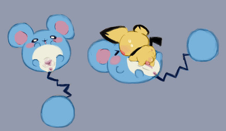 anus blue_body chibi duo female female_penetrated feral feral_on_feral feral_penetrated feral_penetrating feral_penetrating_feral genitals grey_background male male/female male_penetrating male_penetrating_female penetration sex simple_background vulva y_anus yellow_body young young_feral clockstops3am conditional_dnp nintendo pokemon generation_2_pokemon marill pichu pokemon_(species) 2022
