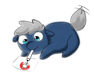 ambiguous_feral ambiguous_gender blue_body blue_eyes drawing_(action) drawing_(object) featureless_feet featureless_hands feet feral grey_hair grey_tail hair monotone_body motion_lines mouth_hold paper pencil_(object) simple_background smile solo tail tail_motion tailwag white_background wide_eyed young young_ambiguous young_feral booperino fluffy_pony fluffy_pony_(species) mammal 2022 digital_media_(artwork) shaded