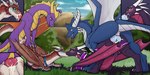 balls_deep bisexual blue_body blue_penis blue_pussy blue_scales blue_tongue blush bodily_fluids choker claws cum cum_in_mouth cum_in_pussy cum_inside cum_on_face erection eye_roll fellatio female female/female female_penetrated feral feral_on_feral feral_penetrated feral_penetrating feral_penetrating_feral foursome french_kissing genital_fluids genitals group group_sex horn jewelry kissing knot knotted_penis long_neck male male/female male_penetrating male_penetrating_female membrane_(anatomy) membranous_wings necklace on_grass oral oral_penetration penetration penile penile_penetration penis penis_in_pussy pink_penis pink_pussy pink_tongue purple_body purple_scales pussy saliva scales sex sharp_teeth spiked_tail spikes spikes_(anatomy) tail teeth tongue vaginal vaginal_penetration white_genital_slit wings yellow_genital_slit yellow_horn dreyk-daro activision european_mythology mythology spyro_the_dragon cynder spyro dragon mythological_creature mythological_scalie scalie western_dragon 2:1 absurd_res hi_res