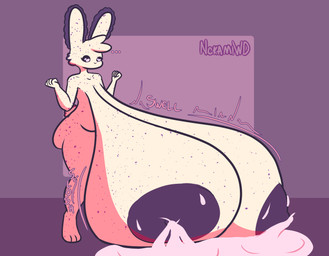 anthro big_breasts big_butt bodily_fluids breast_expansion breasts butt expansion female huge_breasts huge_butt hyper hyper_breasts lactating pregnant pregnant_female simple_background solo thick_thighs white_body wide_hips nokamiwd aquatic aquatic_gastropod gastropod jorunna_parva mollusk nudibranch sea_slug slug hi_res