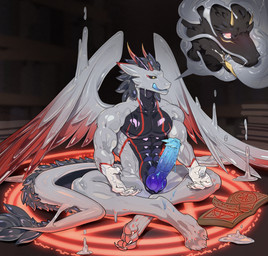 anal_sheath animal_genitalia anthro aroused belly black_belly blonde_hair blue_cum blue_goo blue_penis bodily_fluids clothing colored_cum covering cum cum_inside deep_throat dildo disguise duo ejaculation feet genital_fluids genitals glowing glowing_eyes goo_tail goo_transformation grey_body grey_hair hair horn hypnosis ice latex latex_clothing latex_skinsuit living_testicle male male/male masturbation mind_control multicolored_penis oral oral_penetration paws penetration penis penis_in_slime penis_tentacles possess possession red_horn red_stripes ringed_eyes sex sex_toy sex_toy_insertion simple_background skinsuit slime sticky stripes suit suit_transformation summoning summoning_circle tail tentacle_sex tentacles thick_tail tight_clothing transformation unusual_anatomy unusual_bodily_fluids unusual_cum unusual_genital_fluids unusual_tail ike17536537 european_mythology mythology acisso animate_inanimate demon dragon goo_creature living_clothing living_latex mythological_creature mythological_scalie scalie symbiote western_dragon comic hi_res