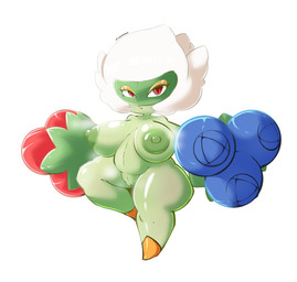 anthro areola bedroom_eyes belly big_breasts breasts featureless_feet featureless_hands feet female female_anthro flower genitals glistening glistening_body green_areola green_body green_nipples looking_at_viewer multicolored_body narrowed_eyes nipples plant presenting presenting_breasts presenting_vulva red_eyes rose_(flower) seductive shortstack shortstack_female simple_background slightly_chubby slightly_chubby_female solo thick_thighs vulva white_background gdseraphim nintendo pokemon elemental_creature flora_fauna generation_4_pokemon pokemon_(species) roserade absurd_res hi_res watermark