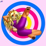 anthro big_breasts blonde_hair bodysuit breasts butt clothed clothing eyeshadow feet female fur green_eyes hair latex latex_clothing lipstick long_hair looking_at_viewer makeup nipple_outline orange_body orange_fur pawpads presenting short_tail simple_background skinsuit smile solo tail tight_clothing toes newzorra activision crash_bandicoot_(series) tawna_bandicoot bandicoot mammal marsupial 1:1 digital_media_(artwork) hi_res