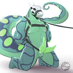 2_penises animal_genitalia animal_penis bdsm bodily_fluids bondage bound drooling erection genitals harness leash male multi_genitalia multi_penis muzzle_(object) muzzled nipple_piercing nipples penis piercing saliva simple_background solo submissive tail sorakskullsnake sorak reptile scalie skullsnake_(species) snake 1:1 hi_res