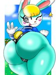 anthro big_butt bottomwear butt clothing crossgender female hotpants huge_butt huge_thighs one_eye_closed short_stack shorts solo spandex spandex_shorts thick_thighs tight_bottomwear tight_clothing tight_shorts wide_hips wink blazedscarf animal_crossing nintendo sasha_(animal_crossing) lagomorph leporid mammal rabbit 3:4 digital_media_(artwork) hi_res shaded