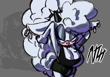 anthro big_breasts blue_eyes breasts cleavage clothed clothing ear_piercing female horn piercing solo n_t_h1 idw_publishing sega sonic_the_hedgehog_(comics) sonic_the_hedgehog_(idw) sonic_the_hedgehog_(series) lanolin_the_sheep_(sonic) bovid caprine mammal sheep hi_res