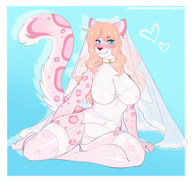 anthro areola blonde_hair blue_background blue_eyes blush border bra breasts bridal_lingerie bride clothed clothing collar ear_piercing eyelashes female fur garter_belt garter_straps genitals hair heart_symbol legwear lingerie long_hair looking_at_viewer navel nipples panties piercing pink_areola pink_body pink_fur pink_nipples simple_background solo translucent translucent_clothing translucent_legwear translucent_panties translucent_underwear underwear vulva wedding_veil white_body white_border white_bra white_clothing white_fur white_legwear white_lingerie white_panties white_underwear kitsunewaffles-chan ki_(kitsunewaffles-chan) felid mammal pantherine snow_leopard 2020 dated digital_media_(artwork) full-length_portrait portrait shaded