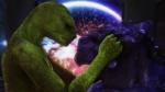 16:9 3d_(artwork) alien anthro blue_body butt clothed clothing digital_media_(artwork) duo eyes_closed eyewear glasses green_body imminent_kiss lizardian love male male/male muscular romantic romantic_couple scales scalie space stormtrooper_(artist) topless wallpaper widescreen