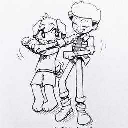 ambiguous_gender anthro bottomwear clothing dancing duo footwear jacket male shoes shorts topwear 90percentdenny 90_percent_studios cool_kid_cody drawtober purrfect_apawcalypse cody_(ckc) olive_higgins canid canine canis domestic_dog human mammal 1:1 2022 hi_res