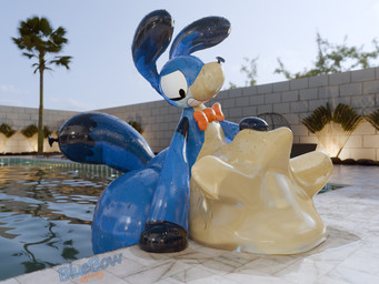 abdominal_bulge ambiguous_gender blue_body day inflatable outside smug_face solo swimming_pool vore voriswolf allbadbadgers_(modeler) balloonbow animate_inanimate canid canine canis domestic_dog living_inflatable living_pool_toy mammal 3d_(artwork) 4:3 digital_media_(artwork) hi_res