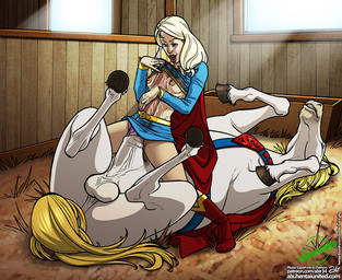 animal_genitalia animal_penis bestiality blonde_hair blue_eyes bodily_fluids breast_play breasts cape clothed clothing clothing_lift cum cum_on_belly cum_on_body cum_on_breasts duo equine_genitalia equine_penis erection female female_on_feral feral genital_fluids genitals hair hooves human_focus human_on_feral interspecies lying male male/female male_on_human nipples not_furry_focus on_back on_bottom on_top open_mouth penis reverse_cowgirl_position sex shirt shirt_lift straddling text titfuck topwear fuckit dc_comics comet_(dc) supergirl equid equine horse human mammal english_text url