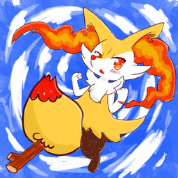 3_fingers 3_toes ambiguous_anthro ambiguous_gender anthro arm_tuft big_tail biped black_body blush blush_lines blush_stickers cheek_tuft chest_tuft cloud cute_fangs digitigrade dipstick_tail facial_tuft fangs feet fingers flat_chested front_view fur hip_tuft inner_ear_fluff looking_at_viewer markings midair multicolored_body multicolored_fur no_pupils nude_ambiguous nude_anthro object_in_tail open_mouth orange_body orange_eyes orange_fur orange_inner_ear_fluff orange_nose orange_tail_tip outside pointy_ears prick_ears shoulder_tuft sky solo stick stick_in_tail tail tail_between_legs tail_markings tapering_snout teeth toes tuft two_tone_tail white_body white_fur yellow_body yellow_fur yellow_tail annyui0611 nintendo pokemon braixen canid canine generation_6_pokemon mammal pokemon_(species) 1:1 2021 cel_shading colored digital_drawing_(artwork) digital_media_(artwork) full-length_portrait hi_res japanese_description portrait shaded translated_description
