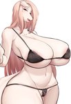 absurd_res anthro big_breasts bikini breasts canid canine canis clothing denyfake female fur hair hi_res huge_breasts kemono long_hair looking_at_viewer mammal navel smile solo swimwear tail thick_thighs wide_hips