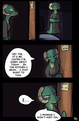 anthro clothed clothing dialogue female horn solo speech_bubble tail text yellow_eyes brradett lernie_(brradett) scalie absurd_res colored comic digital_media_(artwork) english_text hi_res