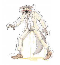 anthro anthro_peeing blush bodily_fluids bottomwear clothing embarrassed footwear fur genital_fluids grey_body grey_fur male male_anthro male_peeing nervous pants peeing peeing_on_ground shaking shirt shivering shocked shoes simple_background solo standing suit suit_jacket surprised topwear urine urine_on_belly urine_on_ground urine_on_self urine_pool urine_stain urine_through_clothing watersports wet wet_bottomwear wet_clothing wet_pants wetting wetting_bottomwear white_background yellow_urine bibarel_rei dreamworks the_bad_guys mr._wolf_(the_bad_guys) canid canine canis mammal wolf hi_res