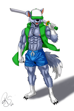 anthro clothed clothing fur grey_body grey_fur katana male melee_weapon muscular muscular_anthro nipples perro_meztiso simple_background solo sword tail weapon rsproduccion paw_patrol rocky_(paw_patrol) canid mammal absurd_res digital_media_(artwork) hi_res