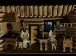 ambiguous_gender anthro bed broom building cleaning_tool detailed_background door duo furniture house inside smile standing table toony plastiboo domestic_cat felid feline felis mammal hi_res