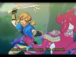 anthro black_bars bone duo hair humor male open_mouth pun indigo_cho breath_of_the_wild nintendo the_legend_of_zelda link prince_sidon fish humanoid hylian mammal marine zora 2017 4:3 digital_media_(artwork) letterbox lol_comments