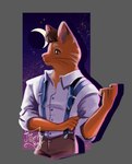 ambiguous_gender anthro bottomwear clothed clothing fully_clothed fur hair pants shirt solo suspenders topwear thesleepypencil drawfee_(copyright) drawtectives felix_(drawtectives) domestic_cat felid feline felis mammal absurd_res hi_res