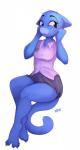 anthro blue_body blue_fur bottomwear butt claws clothed clothing female fur mature_anthro mature_female nice_legs shirt skirt solo topwear wide_hips badenov cartoon_network the_amazing_world_of_gumball nicole_watterson domestic_cat felid feline felis mammal hi_res