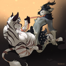 anal anal_penetration anthro anthro_on_anthro anthro_penetrated anthro_penetrating anthro_penetrating_anthro antlers balls black_body black_fur black_penis blue_body blue_fur blush collar cowgirl_position duo ear_piercing ear_ring erection facial_piercing from_front_position fur genitals hooves horn hybrid_genitalia hybrid_penis leash leash_pull leashed_collar lying male male/male male_anthro male_penetrated male_penetrating male_penetrating_male markings nose_piercing nose_ring nude nude_anthro nude_male on_back on_bottom on_top penetration penile penile_penetration penis penis_in_ass piercing ring_piercing sex sitting slightly_chubby slightly_chubby_anthro slightly_chubby_male smile spots spotted_body spotted_fur striped_body striped_fur stripes tail tan_body tan_fur teeth white_body white_fur softsorbet micxjo_(soup2504) deer equid equine mammal zebra 2021 hi_res