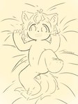 ambiguous_gender anthro bed belly claws furniture hair lying open_mouth round_ears round_eyes solo spread_legs spreading tail young minback canid canine fox mammal 3:4