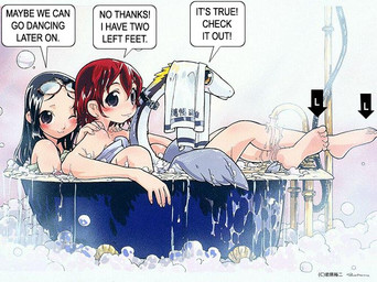 ambiguous_gender barefoot bath bathtub black_hair blush bubble collar dialogue error eyewear eyewear_on_head feet female female/female feral glasses glasses_on_head group hair humor macro paws pun red_hair smile soap_bubbles speech_bubble text towel visual_pun water iwahara_yuuji third-party_edit chikyu_misaki chikyuu_misaki mythology makishima_misaki neo_(chikyuu_misaki) okouchi_sanae dragon human mammal mythological_creature mythological_scalie scalie english_text shopped