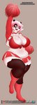 anthro big_breasts bottomwear breasts cheerleader cheerleader_outfit cleavage clothed clothing female footwear hair heart_clothing heart_symbol overweight overweight_anthro overweight_female pink_eyes pink_hair pom_poms simple_background skirt smile solo standing thick_thighs wide_hips sagestrike2 candy_(sagestrike2) bear giant_panda mammal hi_res