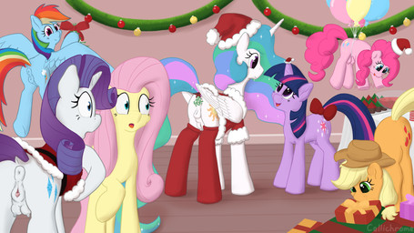 anatomically_correct anatomically_correct_anus anatomically_correct_genitalia anatomically_correct_vulva animal_genitalia animal_vulva anus balloon casual_nudity christmas_clothing clitoral_slit clitoral_winking clitoris clothing costume cupcake equine_anus equine_genitalia equine_vulva female feral folded_wings food genitals gift group holidays horn inflatable inside legwear mistletoe mistletoe_on_tail nipples party plant puffy_anus stockings tail teats vulva wings callichrome christmas friendship_is_magic hasbro my_little_pony mythology applejack_(mlp) fluttershy_(mlp) mane_six_(mlp) pinkie_pie_(mlp) princess_celestia_(mlp) rainbow_dash_(mlp) rarity_(mlp) twilight_sparkle_(mlp) equid equine horse mammal mythological_creature mythological_equine pegasus pony unicorn 16:9 4k absurd_res hi_res widescreen