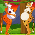 anthro breasts countershading crossgender duo female grass mountain nipples plant pregnant shrub tree colty8 disney tarzan_(disney) the_jungle_book sabor shere_khan bengal_tiger felid jaguar mammal pantherine tiger 1:1 crossover hi_res