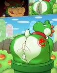 after_rape after_sex anus apple balls big_butt big_mouth_(anatomy) bodily_fluids bottom_heavy bowser_logo branded butt butt_heart cloud collar cum cum_in_ass cum_inside detailed_background duo eyebrows fangs food fruit genital_fluids genitals grass green_body hair heart_symbol hill horn leaking_cum looking_down looking_down_at_partner male male/male orange_eyebrows orange_eyes orange_hair pipe plant red_shell scales shadow shell shrub sky spiked_collar spikes spikes_(anatomy) stamp struggling struggling_to_fit stuck stuck_in_pipe sweat tail tears teeth thick_eyebrows thick_thighs tongue tongue_out warp_pipe yellow_body zlut385 mario_bros nintendo bowser green_yoshi koopa scalie yoshi 2024 colored digital_drawing_(artwork) digital_media_(artwork) hi_res shaded