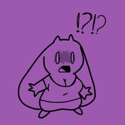 2_horns anthro big_ears blush bottomless bottomless_anthro bottomless_female breasts cleavage clothed clothing female horn interrobang open_mouth purple_and_black purple_background shirt shocked simple_background solo topwear kasa_beanie lissa_(kasa_beanie) 1:1 2023 monochrome