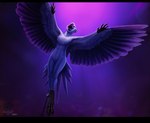 anthro avian avian_feet beak bird blue_sky_studios chain chained feathers female flying hi_res jewel_(rio) macaw neotropical_parrot open_beak open_mouth parrot rio_(series) singing solo spix's_macaw spread_wings tail tail_feathers true_parrot wings wolfzol