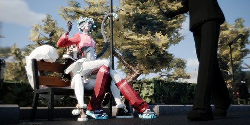 abdominal_bulge anal anthro anthro_on_anthro balls bench black_bottomwear black_clothing black_coat black_eyes black_footwear black_hair black_shoes black_shorts black_topwear blue_claws blue_clothing blue_footwear blue_hair_tips blue_markings blue_shoes blush bodily_fluids bottomwear bottomwear_down brown_bottomwear brown_clothing brown_coat brown_footwear brown_shoes brown_shorts brown_topwear casual_sex chair_position claws clothed clothing cloud coat crop_top cross-eyed dark_hair dark_markings day duo ear_jewelry electronics exhibitionism eyelashes femboy femboy/femboy fluffy fluffy_hair fluffy_tail footwear from_behind_position fur genital_fluids genitals glowing glowing_claws glowing_eyes glowing_genitalia glowing_hair_tips glowing_markings glowing_penis gradient_hair grey_body grey_fur grey_hair hair holding_waist humanoid_genitalia humanoid_penis ineffective_clothing jewelry leaking_precum leg_warmers legwear light looking_at_another looking_up low-angle_view low_poly male male/male markings no_underwear observer observing open_mouth park park_bench partially_clothed pedestrian penis phone pink_clothing pink_crop_top pink_cropped_hoodie pink_eyes pink_leg_warmers pink_legwear pink_shirt pink_topwear plant precum precum_on_clothing precum_on_leg public public_nudity public_sex pushing_down sex shirt shoes shorts shorts_down shrub sky stitch_(sewing) street_lamp sunlight tail taking_picture thigh_highs topwear tree whiskers white_body white_clothing white_fur white_legwear white_thigh_highs pestbudmax max_(pestbudmax) rudy_(katsucoffee) domestic_cat felid feline felis mammal 3d_(artwork) 7:3 absurd_res chromatic_aberration digital_media_(artwork) hi_res wallpaper