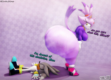 anthro big_butt bodily_fluids bottom_heavy bottomless bottomless_female breasts butt clothed clothing dialogue duo eyes_closed female huge_butt hyper hyper_butt imminent_facesitting looking_back lying male musk musk_cloud on_back on_ground on_model pear-shaped_figure small_breasts sweat sweatdrop sweaty_butt thick_thighs wide_hips worried cindablimp perros_god sega sonic_the_hedgehog_(series) blaze_the_cat silver_the_hedgehog domestic_cat eulipotyphlan felid feline felis hedgehog mammal 3d_(artwork) digital_media_(artwork)