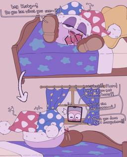 ambiguous_gender animal_genitalia anus armless auto_penis_lick bed bedroom being_watched biped blush blush_lines bodily_fluids censor_bar censored_genitalia censored_penis clothing crossbar_emanata cum detailed_background dialogue directional_arrow duo emanata erection exclamation_point exhibitionism fangs flying_sweatdrops fool's_hat front_view fur furniture genital_fluids genital_slit genitals hat headgear headwear heart_symbol ineffective_censorship inside knot knotted_penis leaking_cum licking looking_at_another looking_at_viewer lying male masturbation narrowed_eyes on_back on_bed one_eye_closed oral oral_masturbation penile penile_masturbation penis pupils purple_anus purple_body purple_eyelids purple_eyes purple_fur rear_view saliva saliva_on_own_penis saliva_on_tongue self_lick shocked solo_focus speech_bubble surprised sweat sweatdrop tablet talking_to_another teeth text three-quarter_view tongue tongue_out video_call white_pupils wide_eyed window ariarik_o0 kirby_(series) nintendo kirby marx_(kirby) waddling_head 2025 absurd_res censored comic english_description english_text hi_res