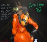 anthro butt butt_focus clothing dialogue female flirting fur gas_mask gas_tank gloves glowing glowing_eyes handwear hazmat_suit looking_at_viewer mask part-timer_(armedantagonist) solo spread_butt spreading text wrinkles armedantagonist lethal_company humanoid hyena lethalcreature_(darnhyena) mammal english_text hi_res