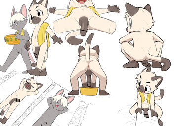 4_toes anthro anus backsack balls bent_legs big_penis buckteeth butt casual_erection casual_nudity censored_genitalia censored_penis crouching duo erection fangs feet flaccid foreskin fur genitals grey_body grey_fur hair hair_over_eyes hands_behind_head happy humanoid_genitalia humanoid_penis lying male nude nude_male on_back open_mouth penis penis_size_difference raised_tail sitting small_but_hung spread_legs spreading tail teeth text toes tongue towel unretracted_foreskin white_body white_fur white_hair yellow_towel young young_anthro young_but_hung young_male manmosu_marimo domestic_cat felid feline felis mammal murid murine rat rodent siamese_cat 2025 absurd_res censored hi_res japanese_description japanese_text translated