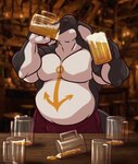 alcohol anthro beer belly beverage chugging drinking male muscular solo rackun nautilus_(acluelessbull) cetacean dolphin mammal marine oceanic_dolphin orca toothed_whale absurd_res hi_res