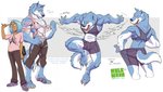 2017 anthro blue_body blue_fur blue_hair bottomwear bra canid canine canis clothed clothing conditional_dnp crossdressing eyewear female footwear front_view ftm_transformation fur gender_transformation glasses good_boy_(marvel) goodness_silva_(marvel) great_lakes_avengers hair human loupgarou male mammal marvel muscular muscular_anthro muscular_female pants pink_clothing pink_shirt pink_topwear rear_view shirt shoes solo spandex species_transformation sports_bra t-shirt tight_clothing topwear torn_clothing transformation underwear wolf
