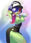 arm_wrapping arm_wraps armwear blue_hair breasts butt clothed clothing dress electronics eyewear female glasses green_body green_skin hair hat headgear headphones headwear multicolored_hair no_underwear pink_hair slim solo topless wraps little1234blood nintendo splatoon acht_(splatoon) dedf1sh_(splatoon) animal_humanoid cephalopod cephalopod_humanoid humanoid marine marine_humanoid mollusk mollusk_humanoid octarian octoling