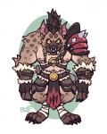 anthro armor digitigrade looking_at_viewer male piercing solo buyo_(artist) gnoll hyena mammal 4:5