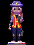 3d_modeling 3d_print anthro armor belt clothed clothing device ears_down female hat headgear headwear meter_maid pivoted_ears police police_badge police_uniform purse solo stage uniform sillytoys disney zootopia judy_hopps lagomorph leporid mammal rabbit 3d_(artwork) digital_media_(artwork) hi_res