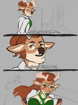 anthro antlers bimbofication breasts brown_eyes brown_hair dialogue duo ear_piercing ear_ring female gender_transformation green_lips hair hair_bun horn lips male mtf_transformation necktie piercing ring_piercing smile tail text transformation moomaid marvel marvel_cinematic_universe nintendo pokemon the_avengers alice_lovage mystic_(mysticaldeer) deer generation_1_pokemon mammal pokemon_(species) raichu 2025 absurd_res comic digital_media_(artwork) english_text hi_res meme