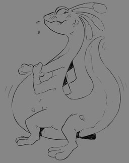 4_arms anthro belly big_belly blush grey_background male multi_arm multi_limb overweight overweight_anthro overweight_male side_view simple_background solo flookz disney monsters_inc pixar randall_boggs monster reptile scalie 2018 digital_media_(artwork) monochrome